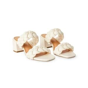 Women cream braided block heels size 9.5